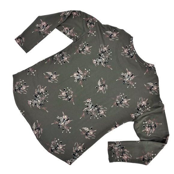 Catherine Malandrino Olive Green Floral Print Long Sleeve Sweatshirt, Large - Picture 11 of 16